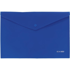 Папка-конверт, А4, на кнопці, непрозора, синя, фактура помаранч, TM Economix