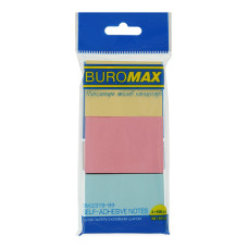 Блок паперу для нотаток клейкий, 38х51мм, 3х100арк, асорті, TM Buromax