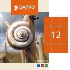 Етикетки клейкі, 12шт/А4, 70х67.7мм, 100арк/уп, TM SAPRO Labels