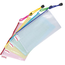 Папка-конверт, DL, 230х117мм, на блискавці, прозора, асорті, TM Axent