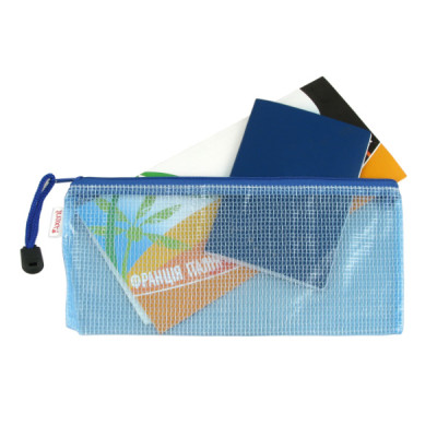 Папка-конверт, DL, 230х117мм, на блискавці, прозора, асорті, TM Axent