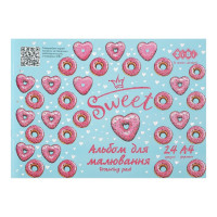 Альбом для малювання DONUTS, А4, 24арк, 120г/м2, на скобі, рожевий, KIDS Line, TM ZiBi