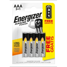 Елемент живлення батарейка, AAA, LR03, 1.5V, 3+1шт/уп, Alkaline Power, TM Energizer