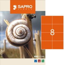 Етикетки клейкі, 8шт/А4, 105х74.2мм, 100арк/уп, TM SAPRO Labels