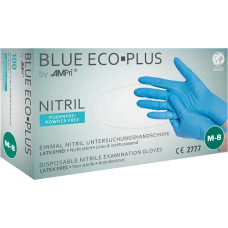 Рукавички нітрилові, M-8, без пудри, нестерильнi, блакитні, 100шт/уп, Blue Eco-Plus, ТМ AMPri