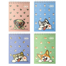 Блокнот на пружині зверху PUPPIES, А6, 40арк, клітинка, карт. обклад, асорті, KIDS Line, TM ZiBi