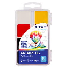Фарби акварельні, 8 кольорів, Classic, TM Kite
