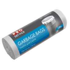 Пакети для сміття, 120л, 10шт, 70х110см, білі, LD, ТМ Pro Service