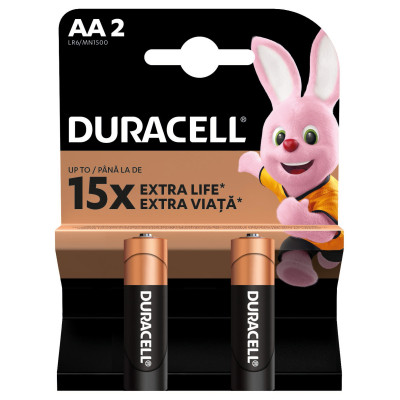 Елемент живлення батарейка, AA, LR06, 1.5V, 2шт/уп, Basic, TM Duracell