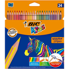 Олівці кольорові, 24 кольори, Evolution Stripes, TM BIC