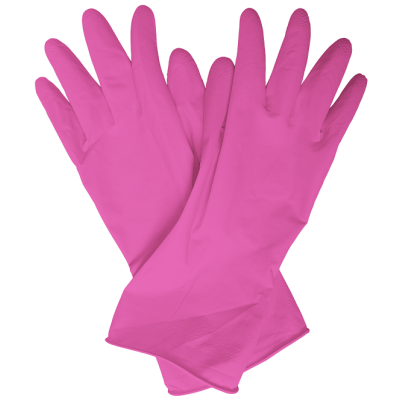 Рукавички господарські, (М), латексні, з бав.напиленням, рожеві, суперміцні, 1 пара, ТМ Buroclean