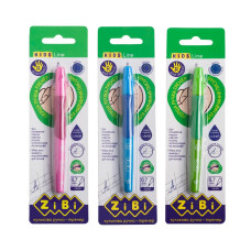 Ручка кулькова для правші з гумовим грипом, синій, блістер (1шт.), KIDS Line, TM ZiBi