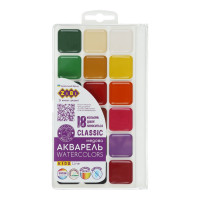 Фарби акварельні, CLASSIC 18 кольорів, без/п, пласт./кор., KIDS Line, TM ZiBi