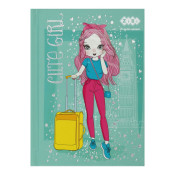 Блокнот CUTE GIRL, А6, 64арк, клітинка, тв. обклад, мат. лам.+лак, бірюзовий, KIDS Line, TM ZiBi