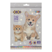 Олівці кольорові, 18 кольорів, СОБАКИ ТА КОТИ, шестигранний, SMART Line, TM ZiBi
