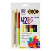 Олівці кольорові, 42 кольори (30 стандарт, 6 двостор.), тригранний, KIDS Line, TM ZiBi