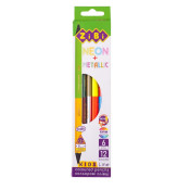Олівці кольорові, Double Neon+Metallic, 6шт, (12 кольорів), KIDS LINE, TM ZiBi