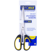 Ножиці офісні, 210мм, суцільнометалеві, ручки з гумовими вставками, чорні, TM Buromax