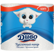 Туалетний папір, 2-шаровий, целюлоза (білий), на гільзі, 4 рул/уп, Soft, ТМ Диво